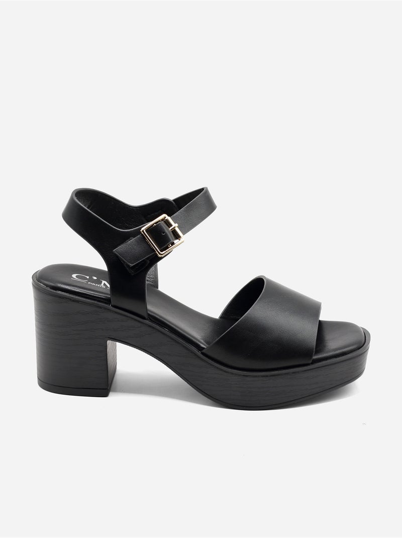 Sandales à bride et ardillon Noir - Kiabi