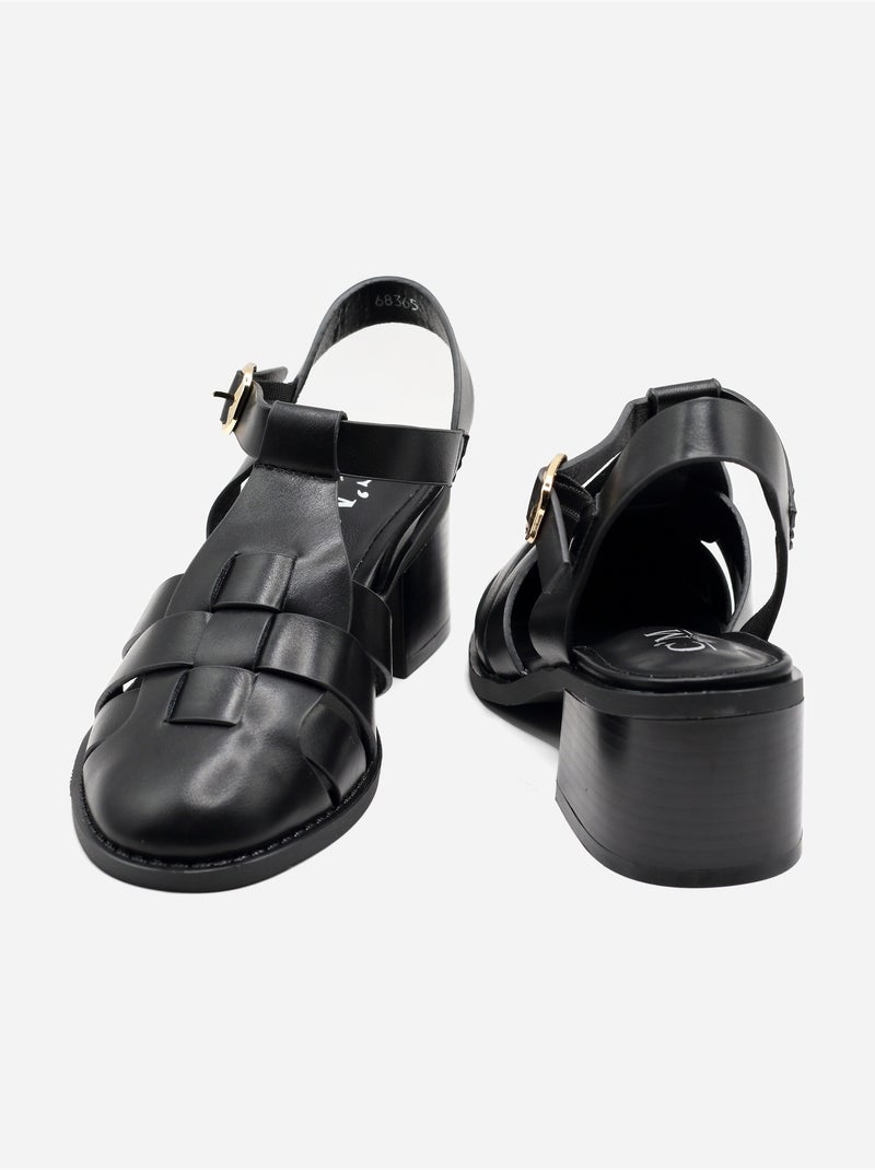 Sandales à bride et ardillon Noir - Kiabi