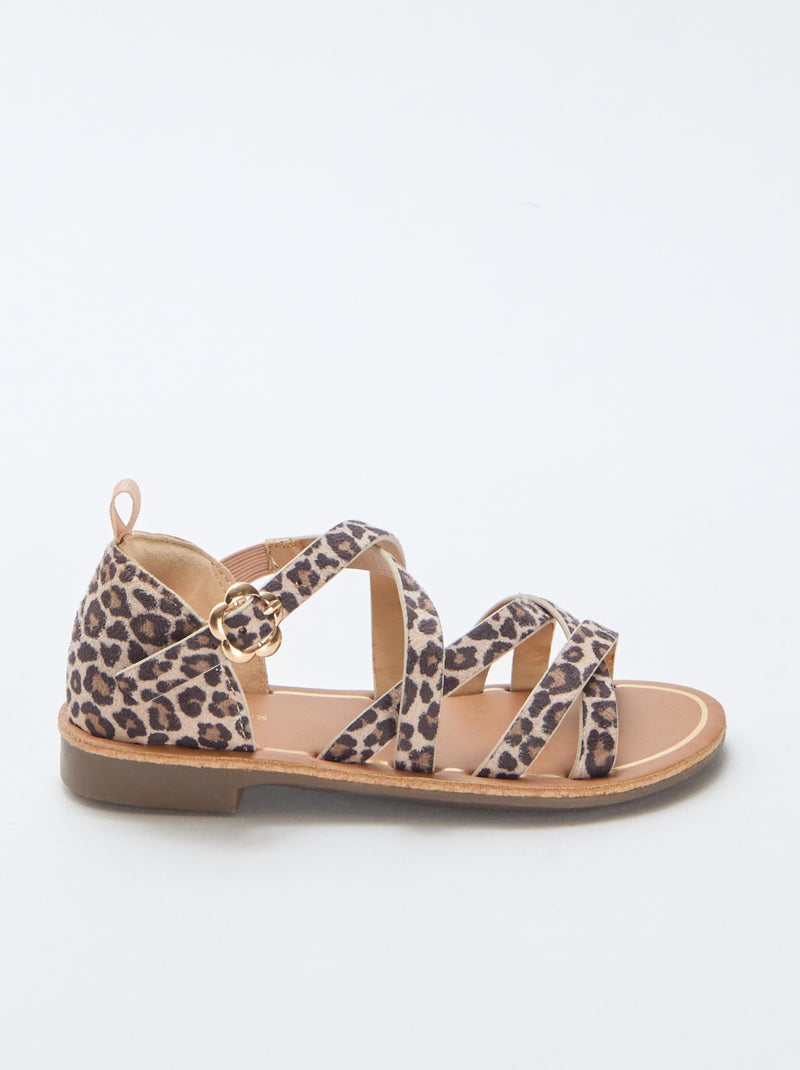 Sandales à brides à motifs léopard Marron - Kiabi