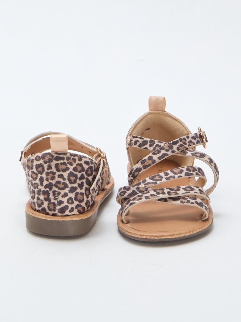 Sandales à brides à motifs léopard Marron - Kiabi