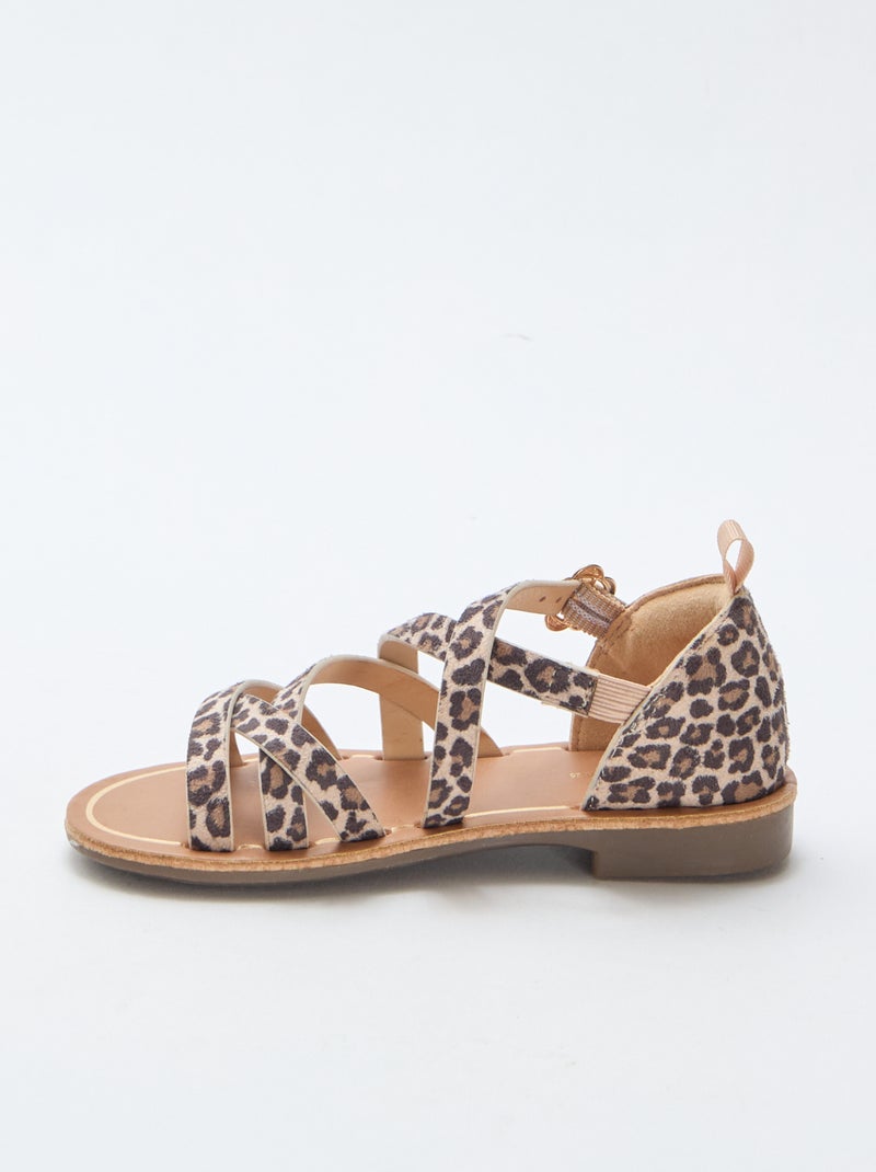 Sandales à brides à motifs léopard Marron - Kiabi