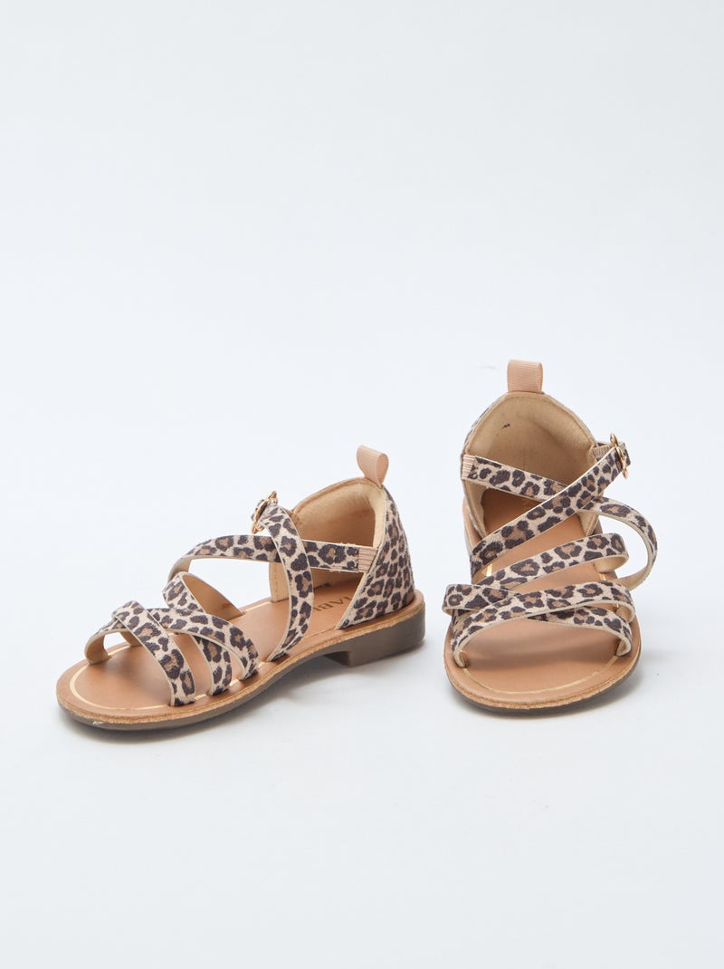 Sandales à brides à motifs léopard Marron - Kiabi