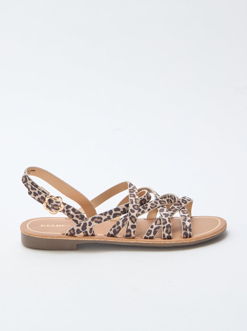 Sandales à brides à motifs léopard Marron - Kiabi