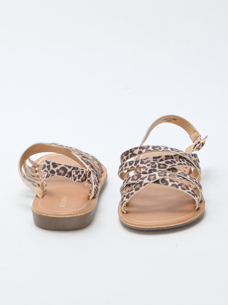 Sandales à brides à motifs léopard Marron - Kiabi