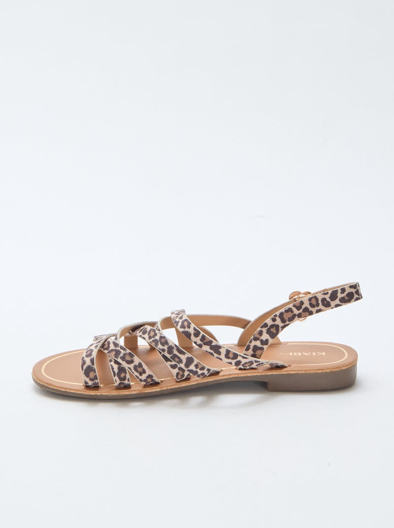 Sandales à brides à motifs léopard Marron - Kiabi