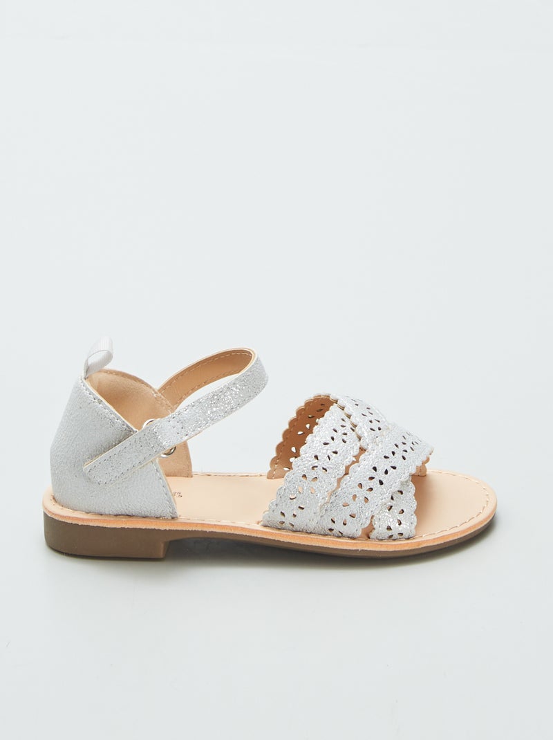 Sandales à brides ajourées GRIS - Kiabi