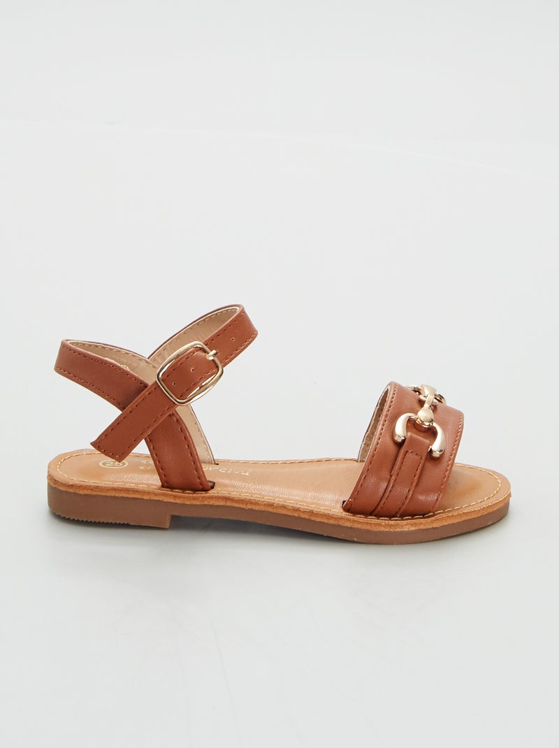 Sandales à brides avec bijou camel - Kiabi
