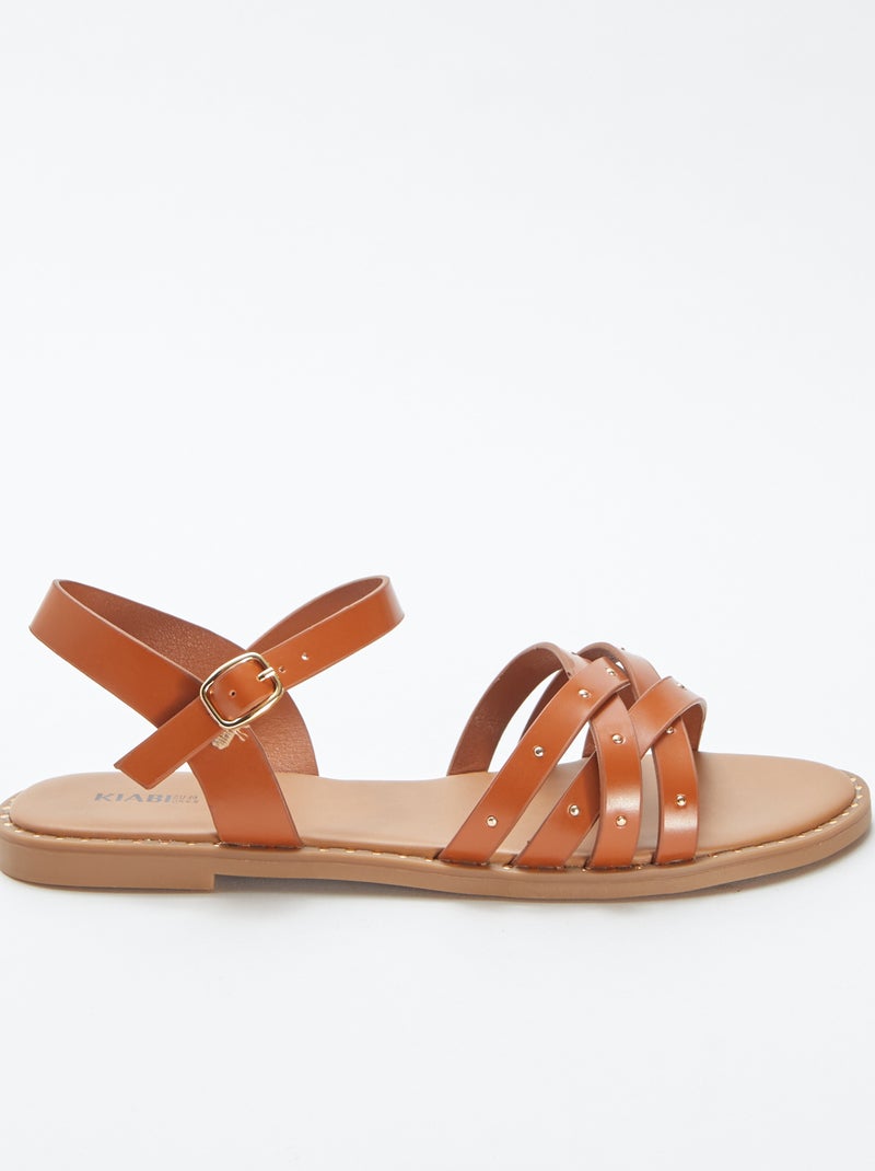 Sandales à brides cloutées MARRON - Kiabi