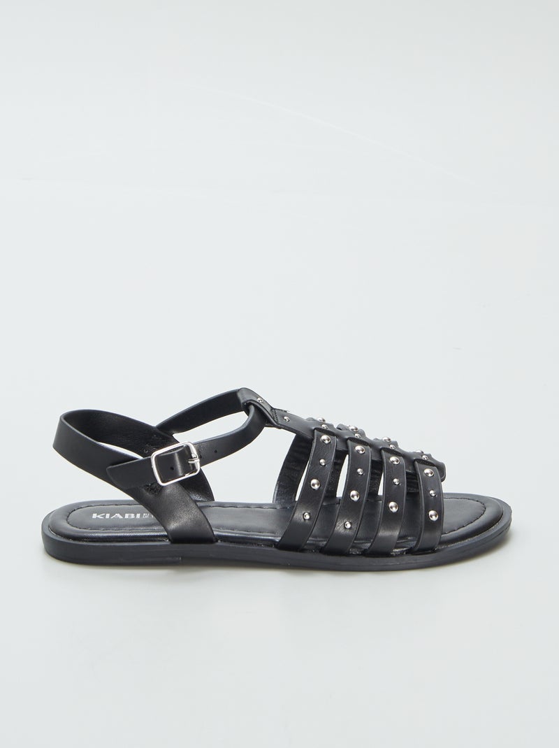 Sandales à brides cloutées Noir - Kiabi