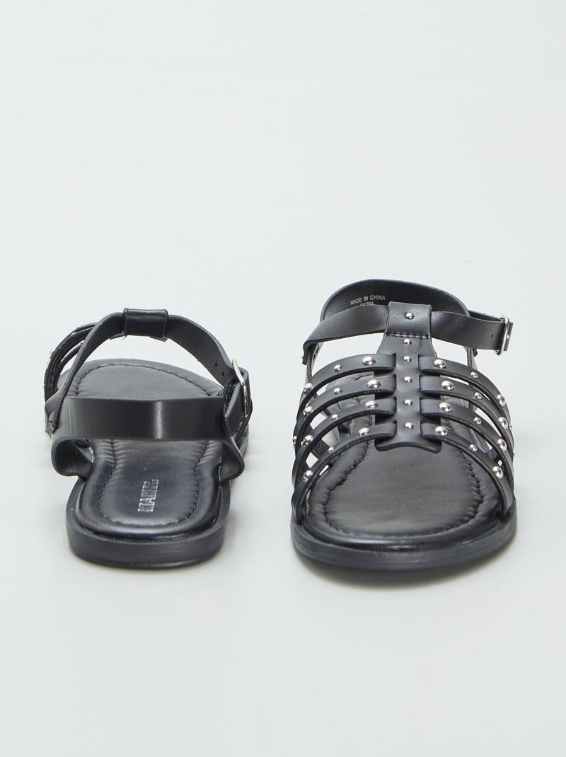 Sandales à brides cloutées Noir - Kiabi