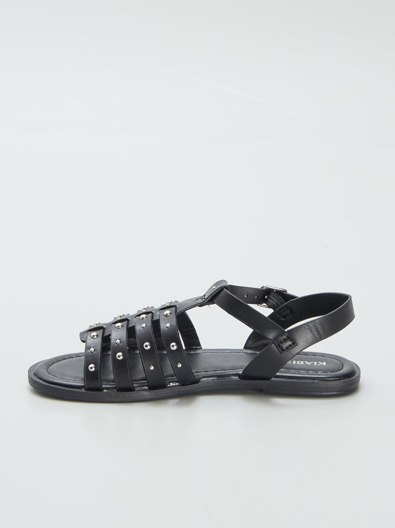 Sandales à brides cloutées Noir - Kiabi