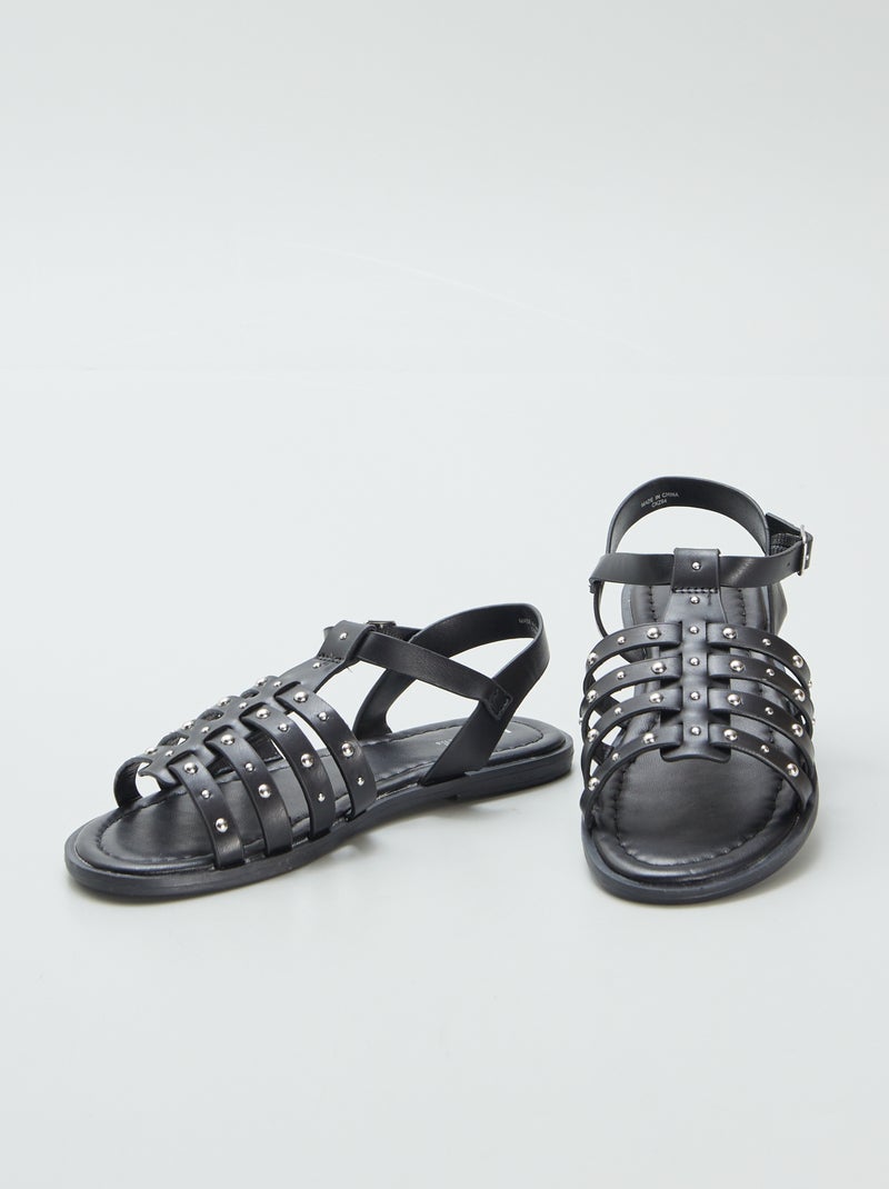 Sandales à brides cloutées Noir - Kiabi
