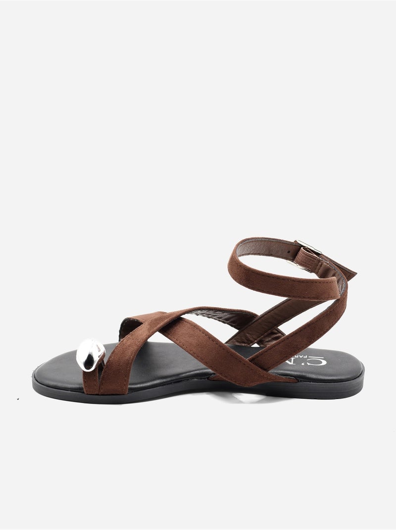 Sandales à brides croisées - C M Marron - Kiabi