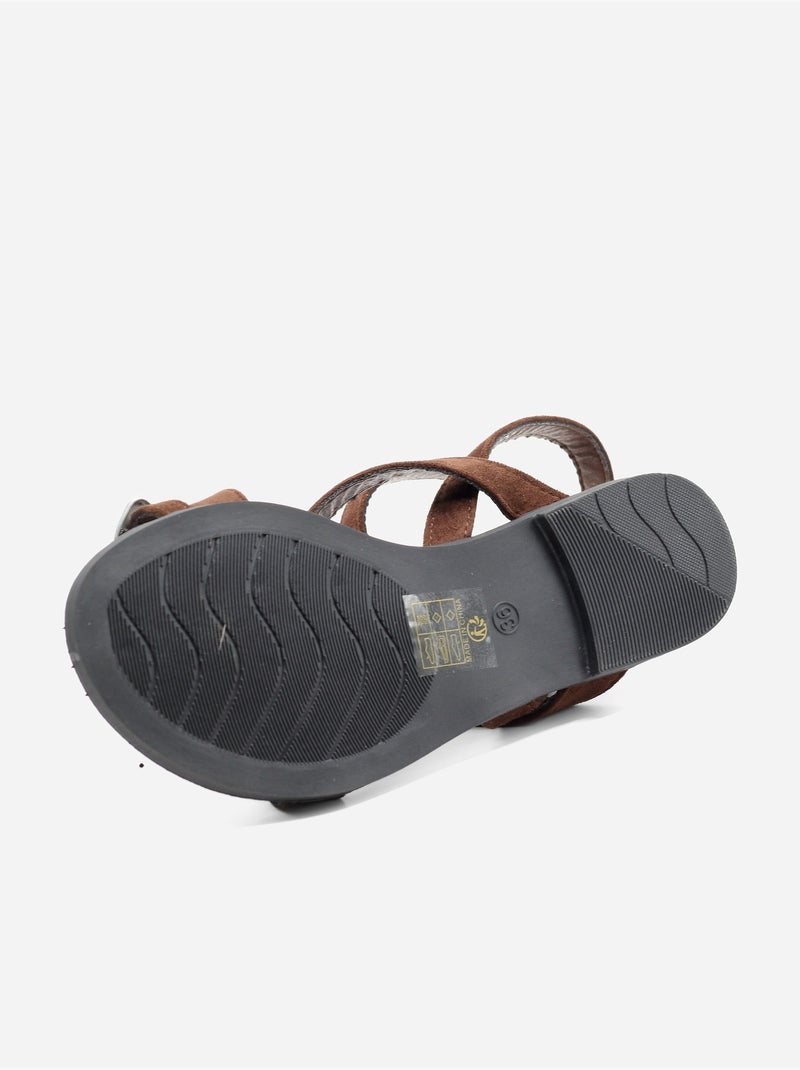 Sandales à brides croisées - C M Marron - Kiabi