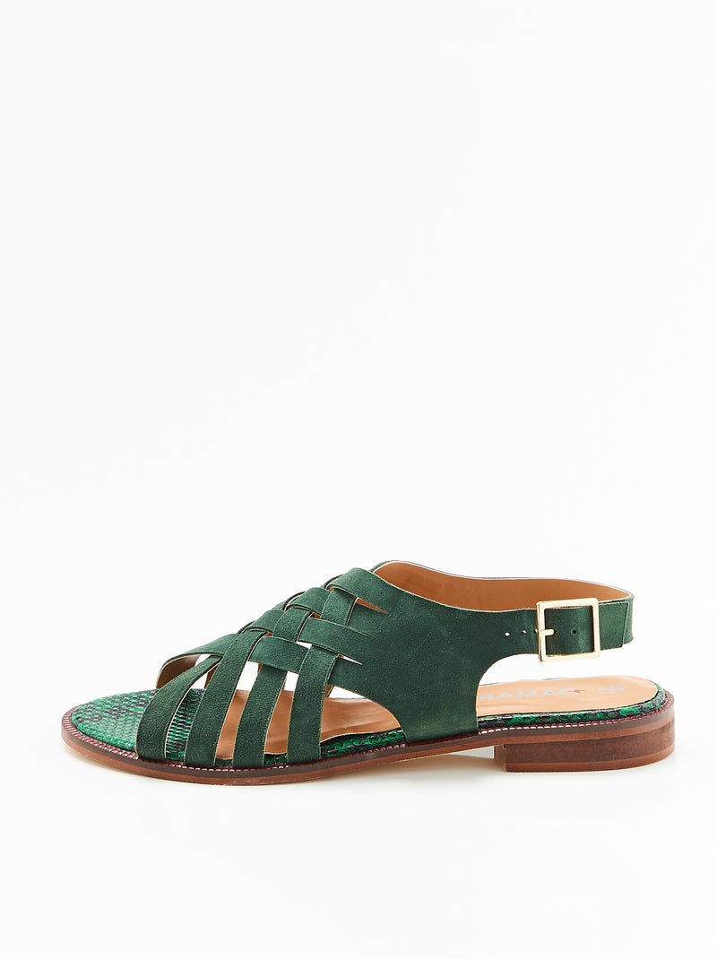 Sandales à brides croisées - Damart Kaki - Kiabi