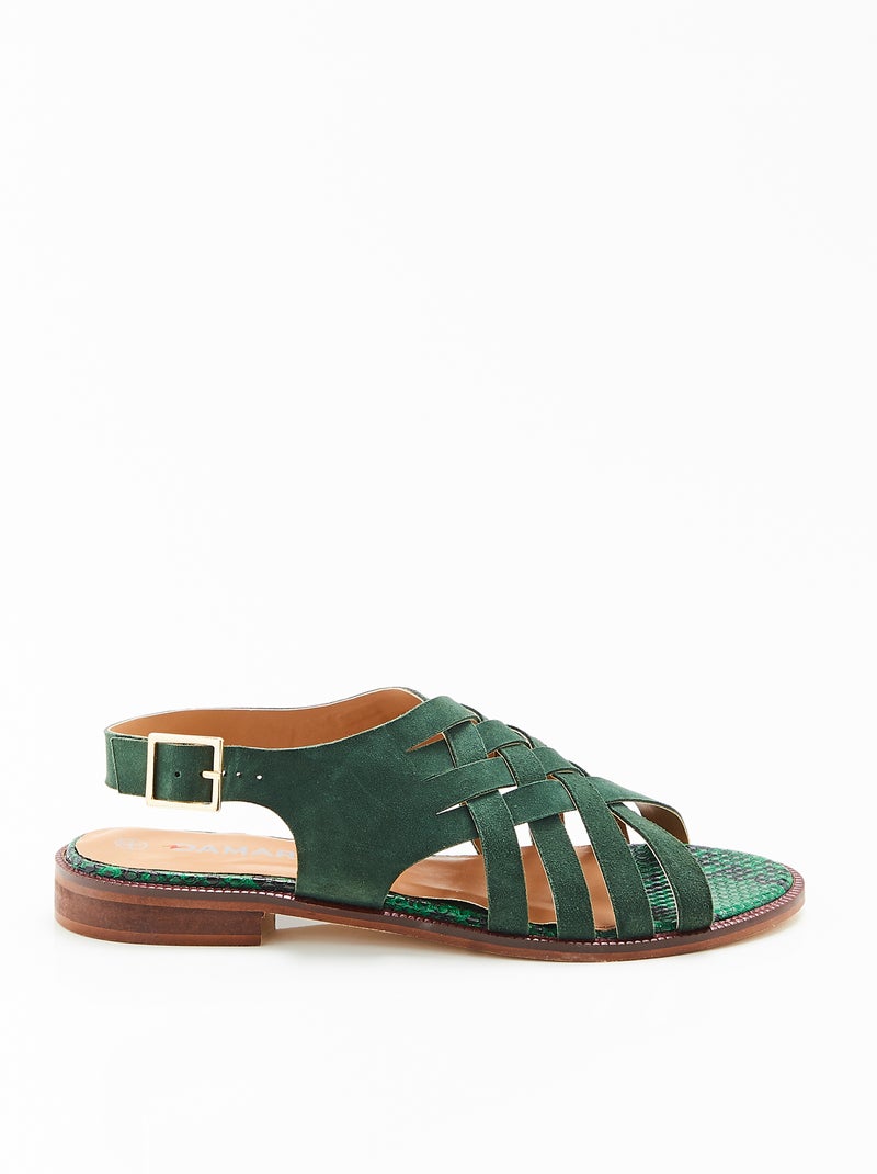 Sandales à brides croisées - Damart Kaki - Kiabi