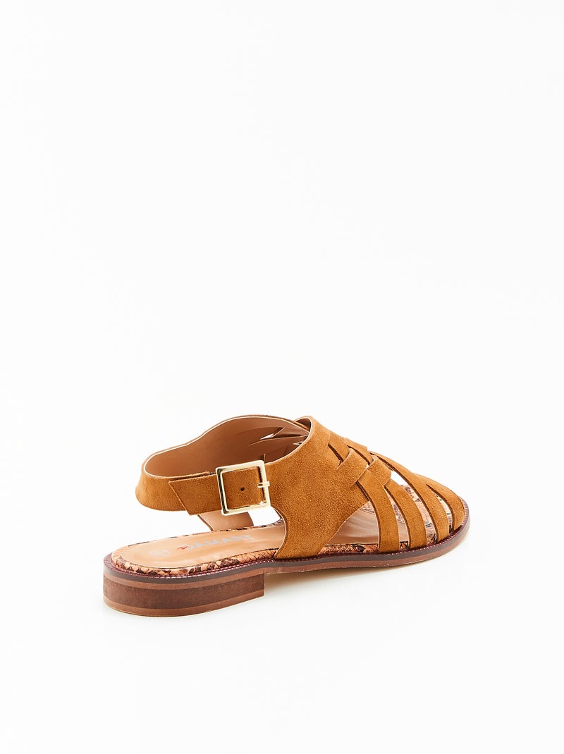 Sandales à brides croisées - Damart Marron - Kiabi