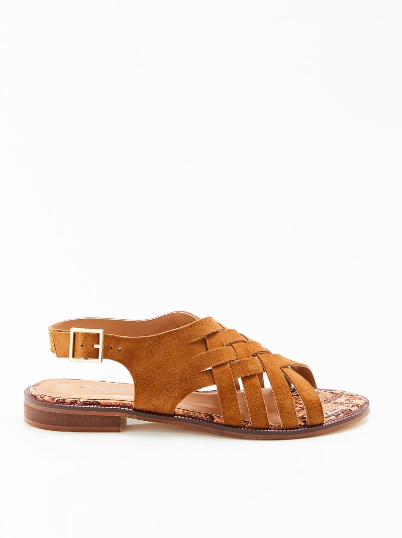 Sandales à brides croisées - Damart Marron - Kiabi