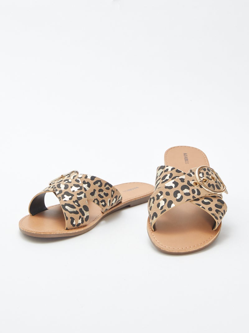 Sandales à brides croisées avec imprimé MARRON - Kiabi