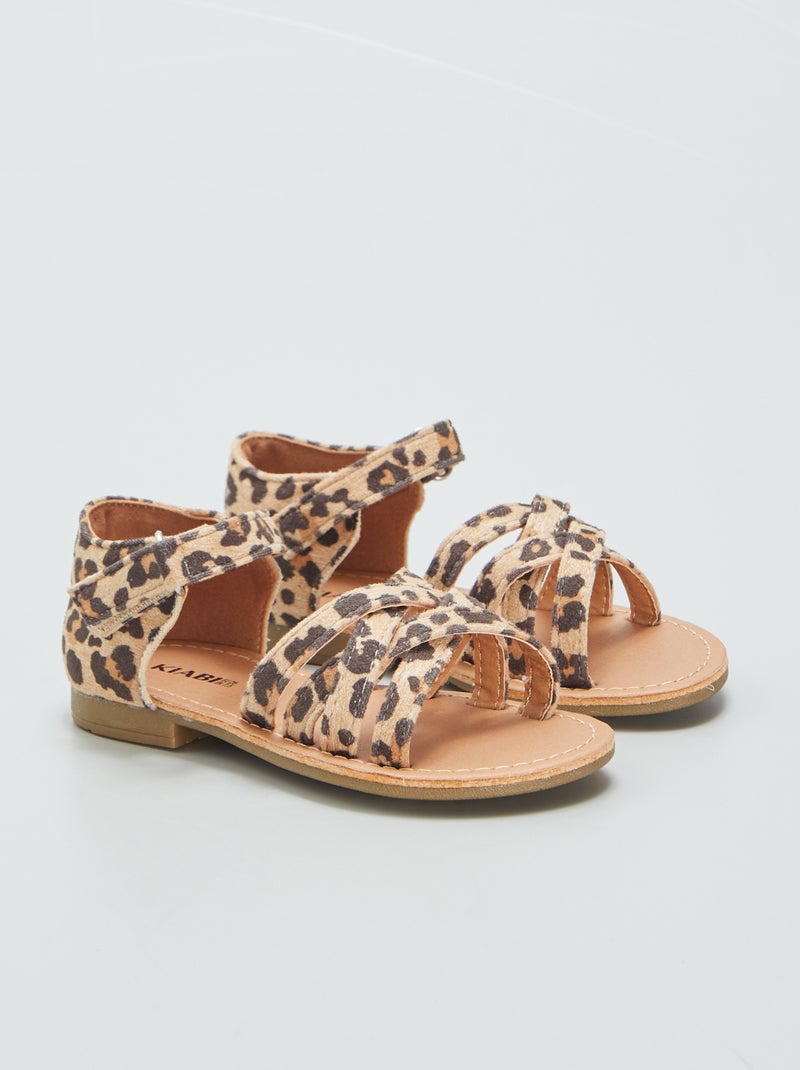 Sandales à brides croisées imprimé léopard Léopard - Kiabi
