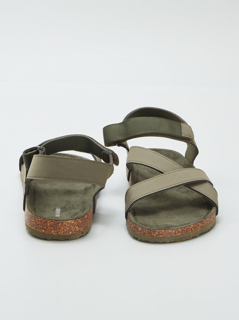 Sandales à brides croisées Kaki - Kiabi