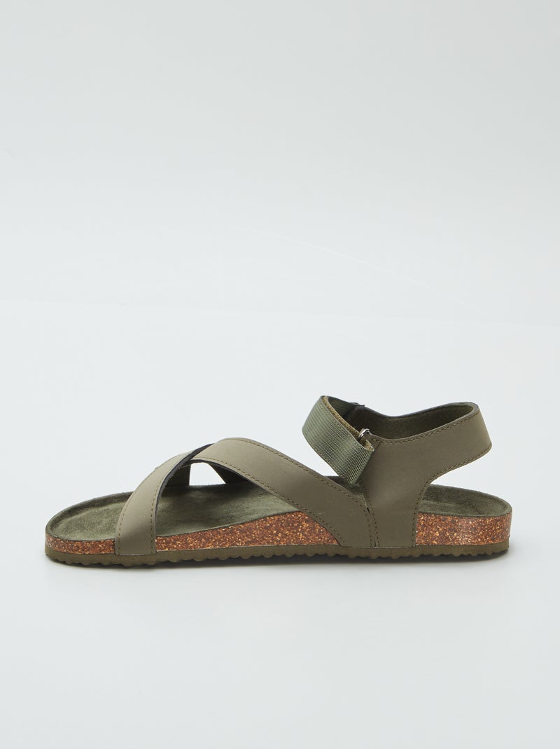Sandales à brides croisées Kaki - Kiabi