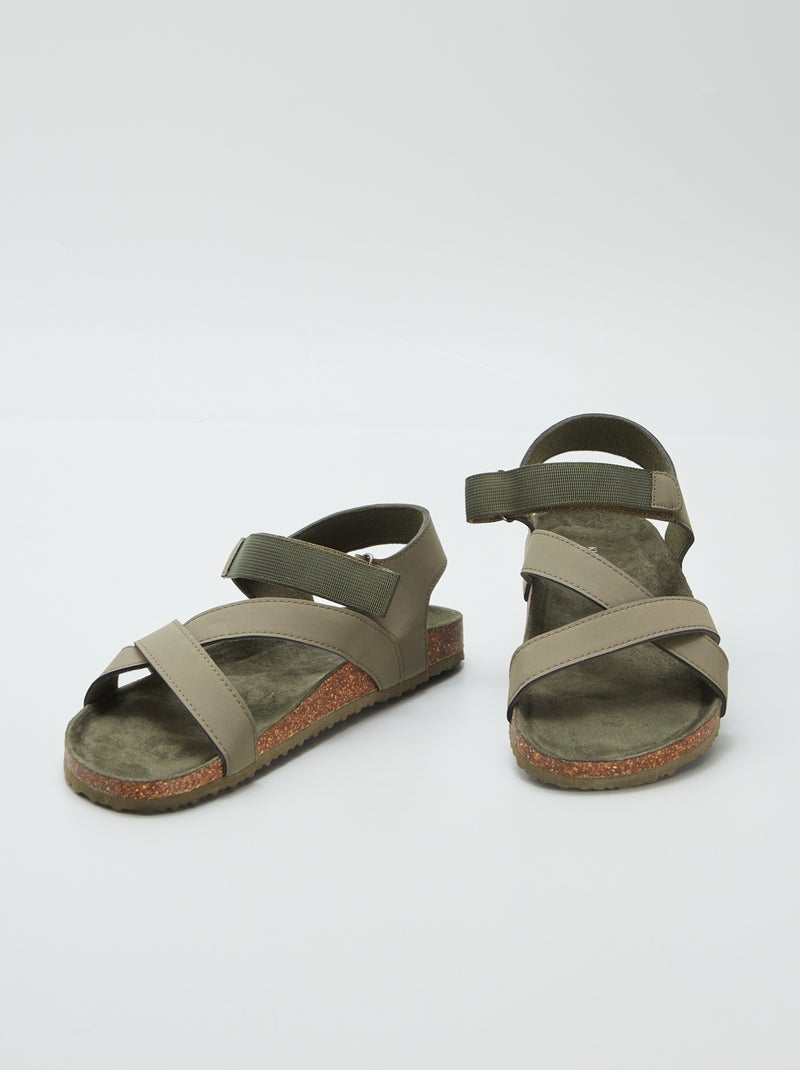 Sandales à brides croisées Kaki - Kiabi