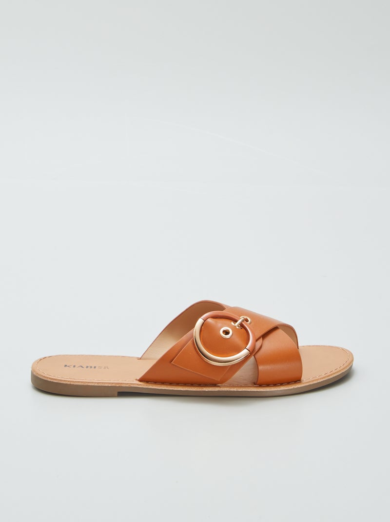 Sandales à brides croisées Marron - Kiabi
