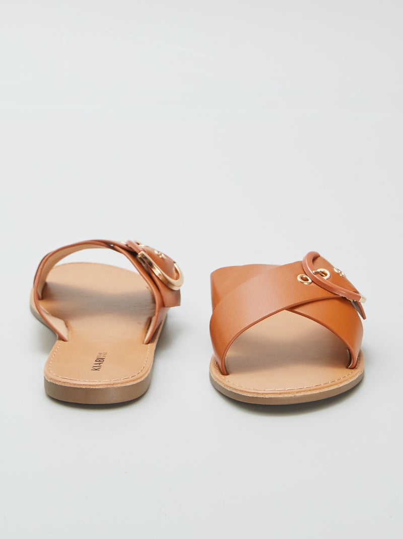Sandales à brides croisées Marron - Kiabi