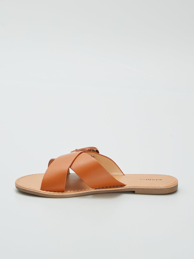 Sandales à brides croisées Marron - Kiabi