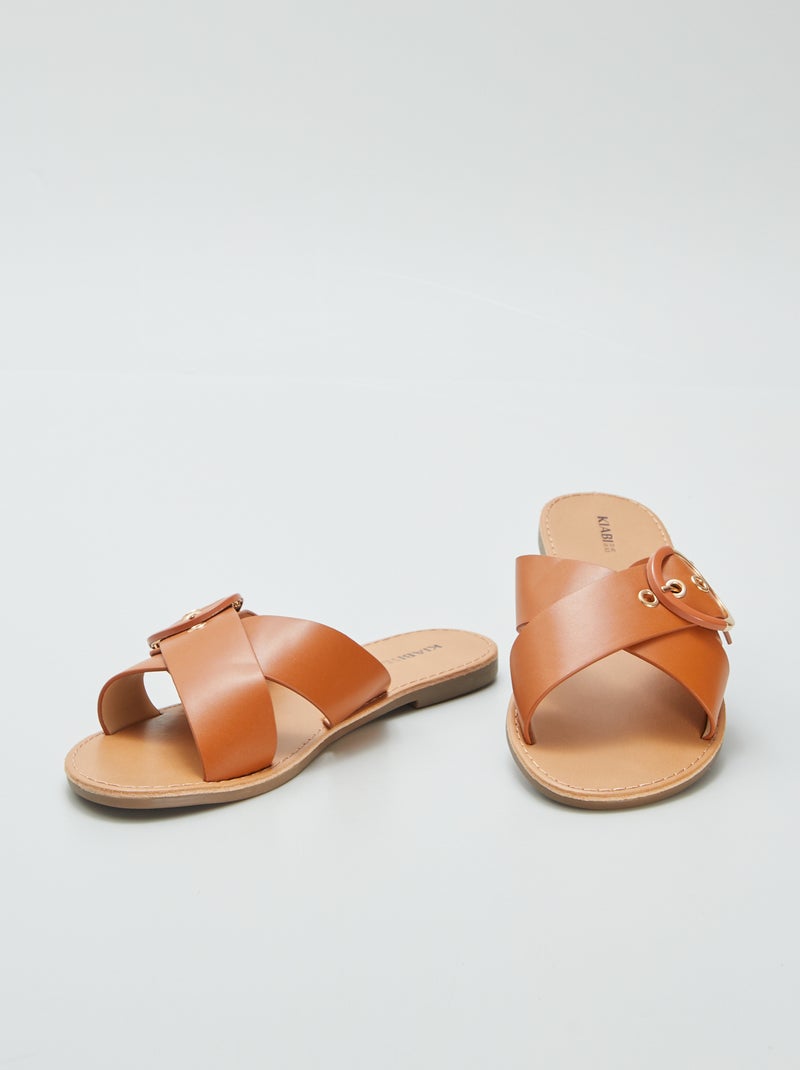 Sandales à brides croisées Marron - Kiabi