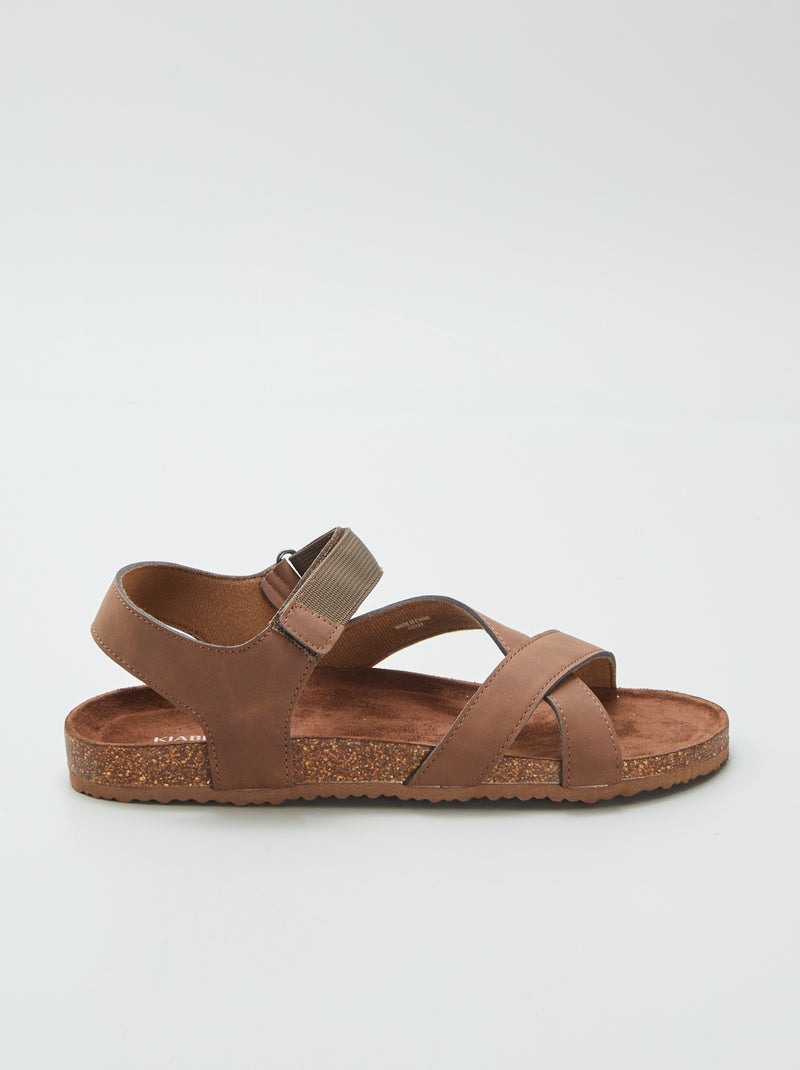 Sandales à brides croisées Marron - Kiabi