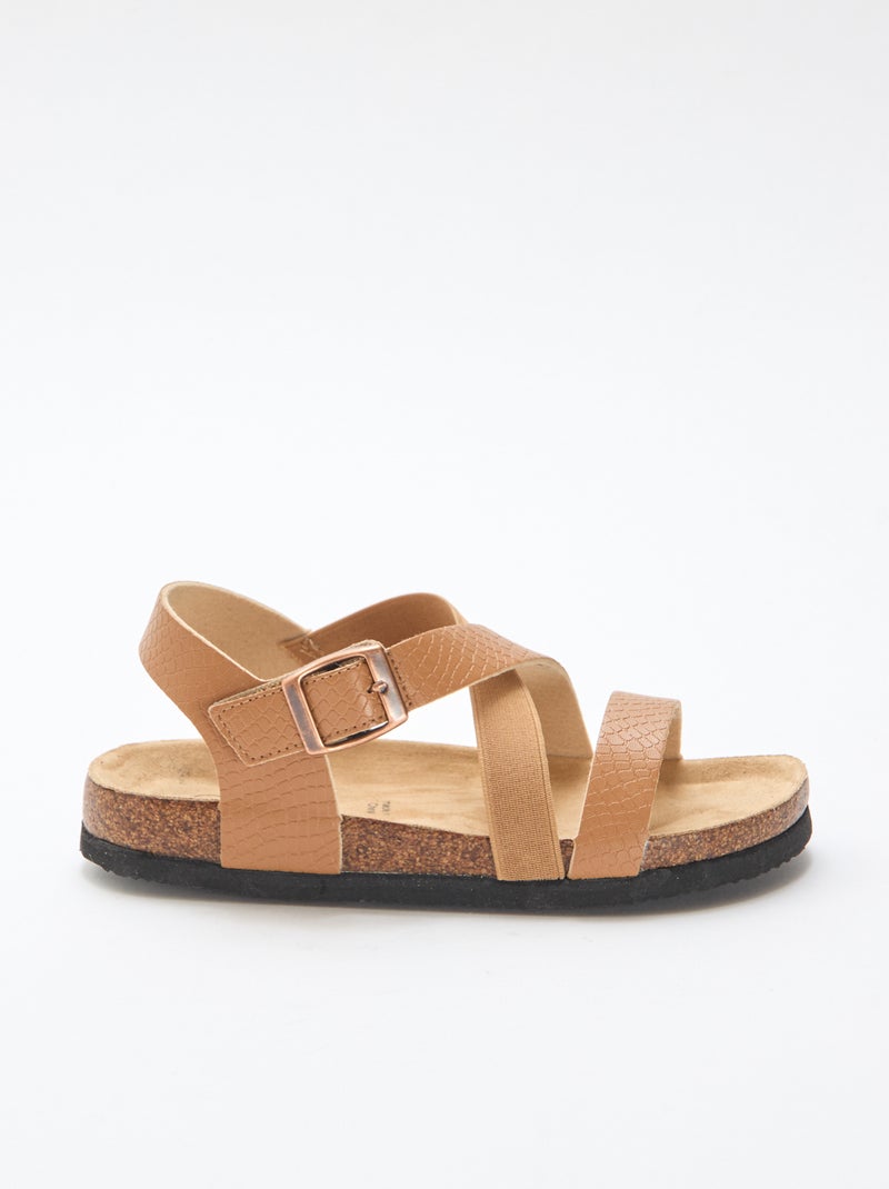 Sandales à brides croisées Marron - Kiabi