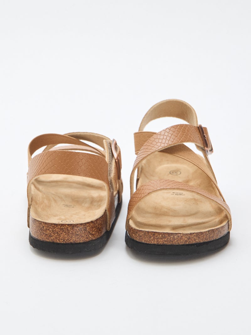 Sandales à brides croisées Marron - Kiabi
