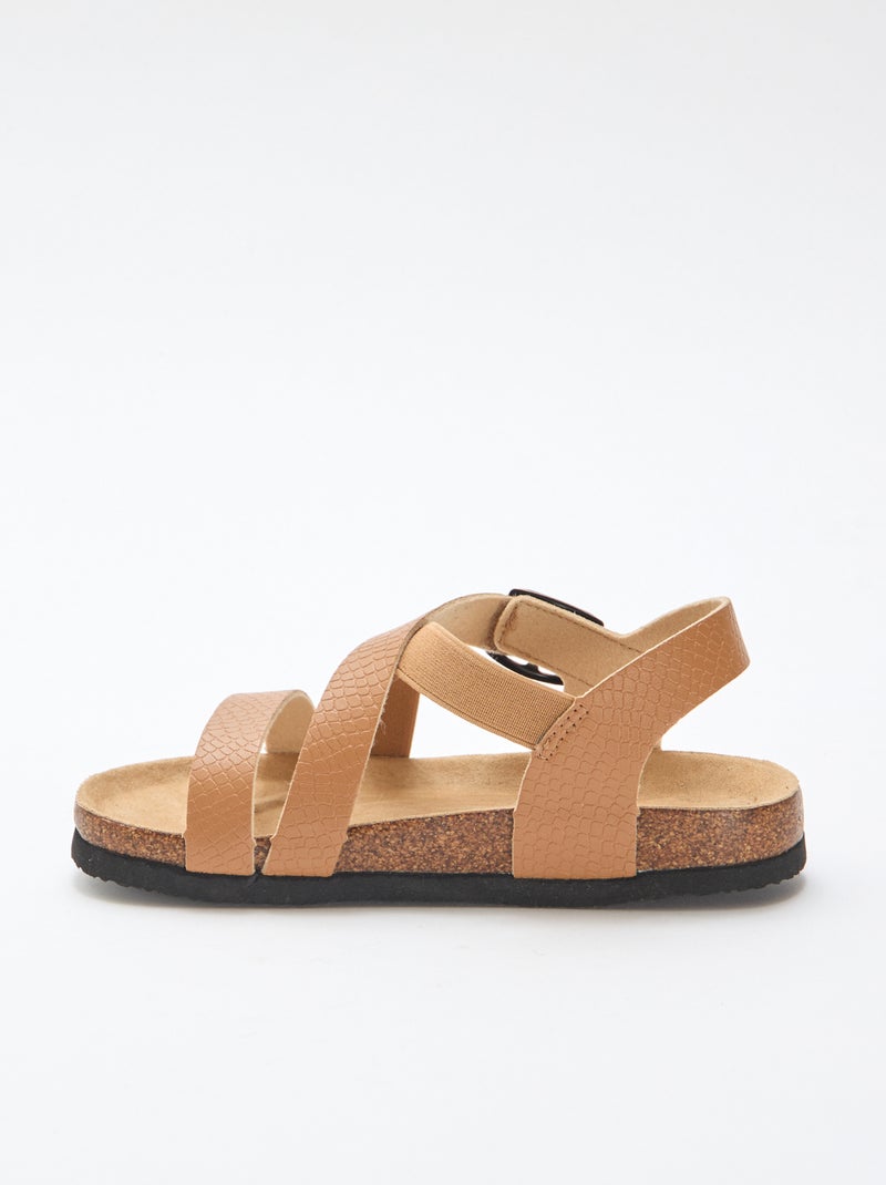 Sandales à brides croisées Marron - Kiabi