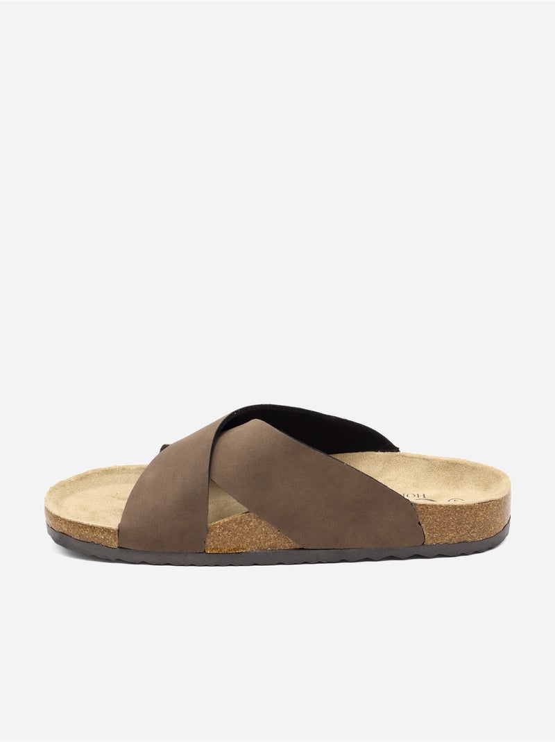 Sandales à brides croisées Marron - Kiabi
