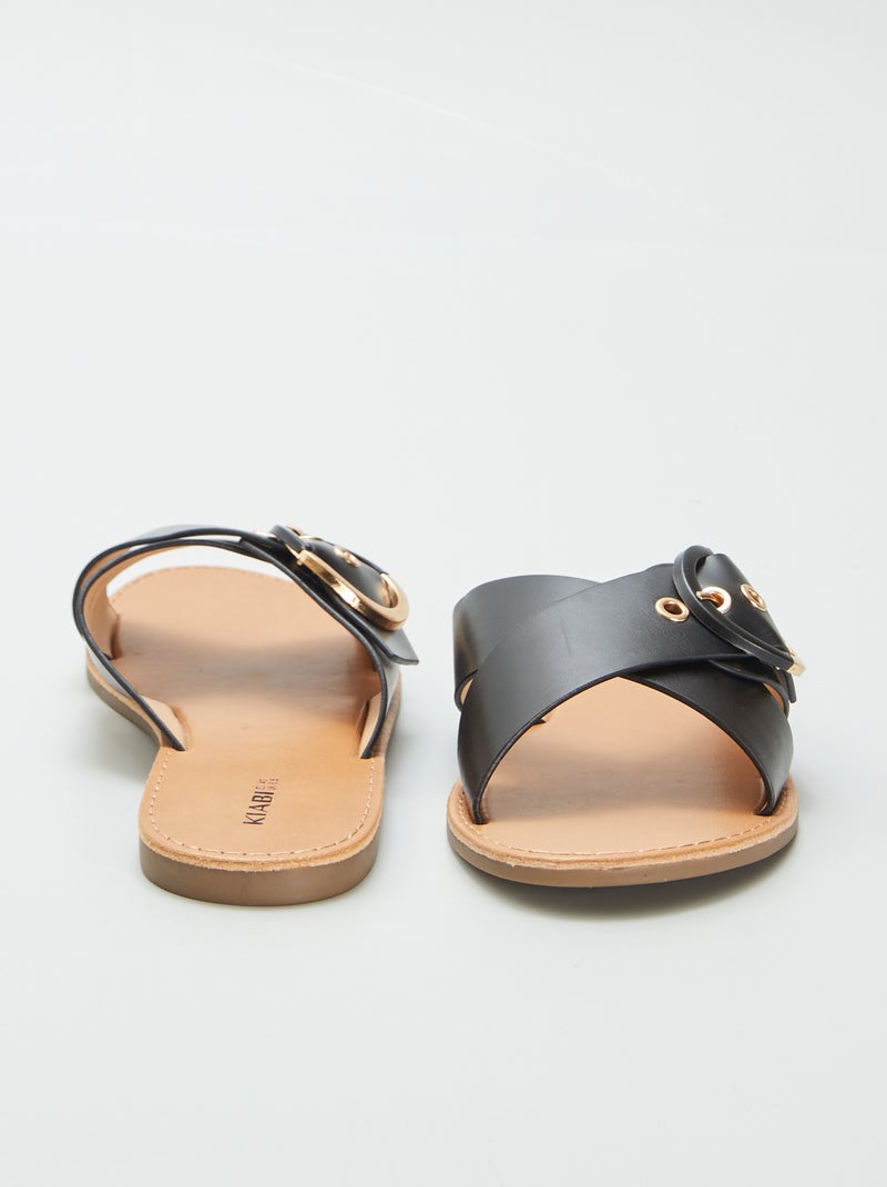 Sandales à brides croisées Noir - Kiabi
