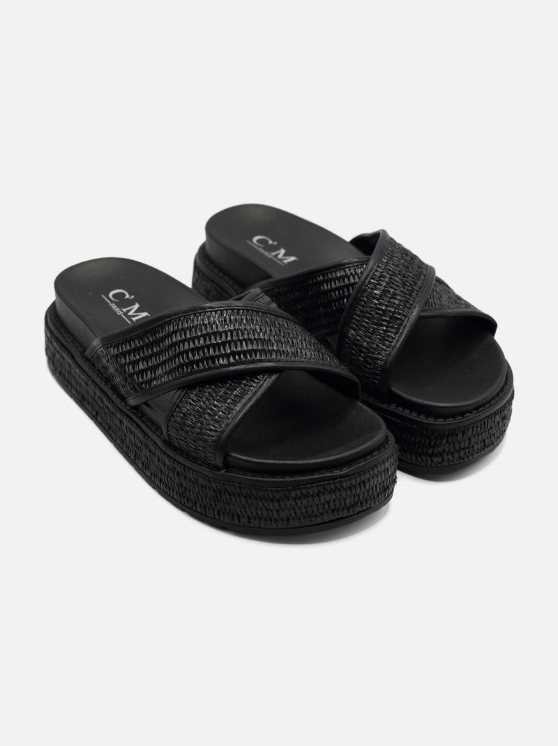 Sandales à brides croisées Noir - Kiabi