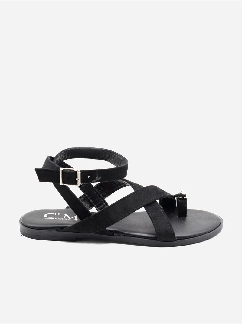 Sandales à brides croisées Noir - Kiabi