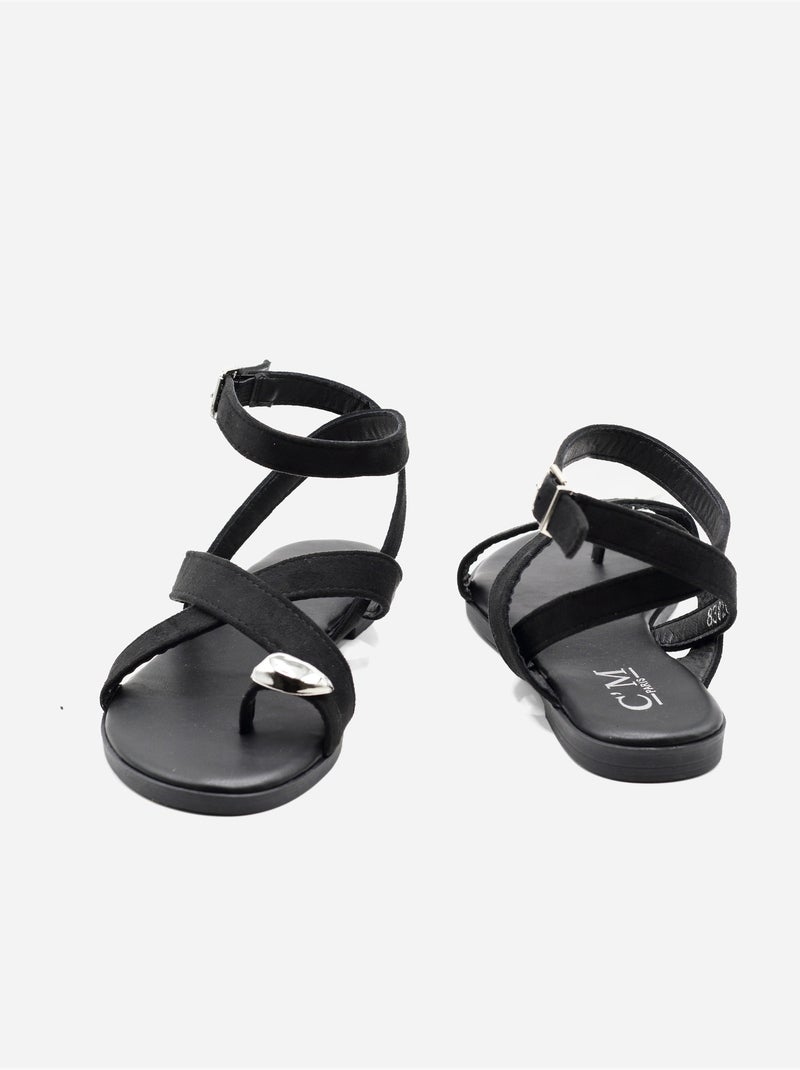 Sandales à brides croisées Noir - Kiabi
