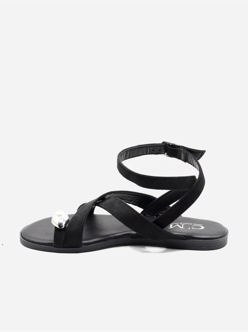 Sandales à brides croisées Noir - Kiabi