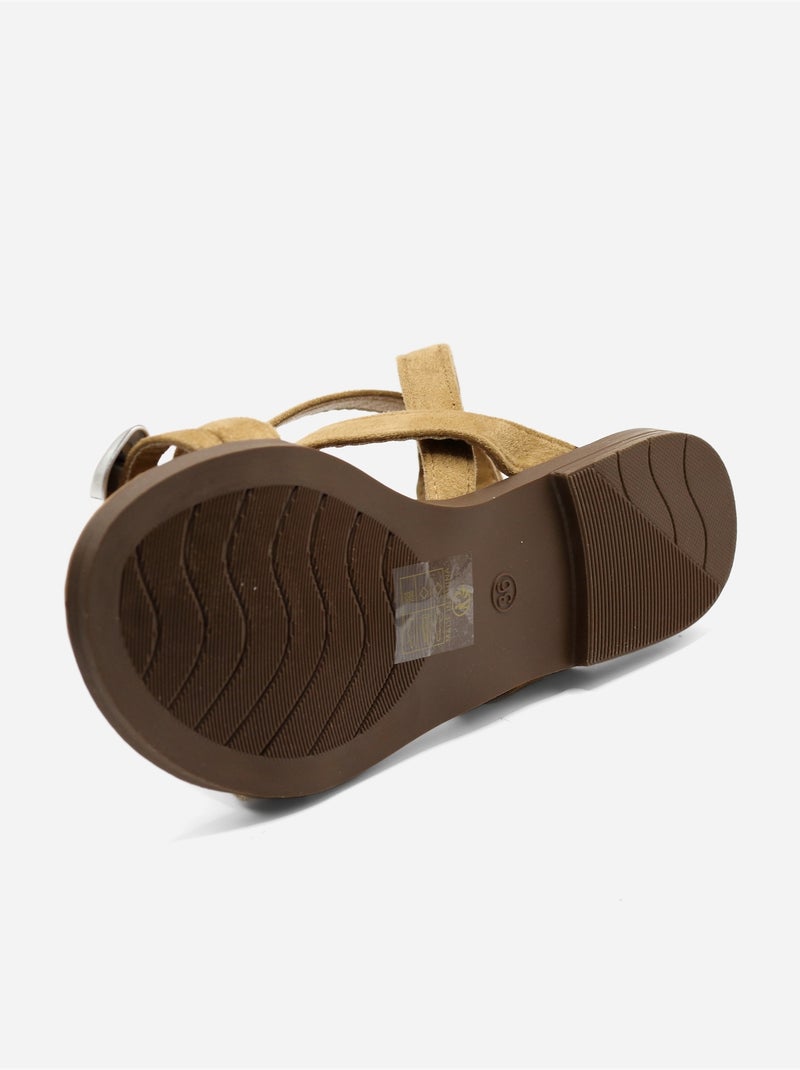 Sandales à brides croisées Taupe - Kiabi