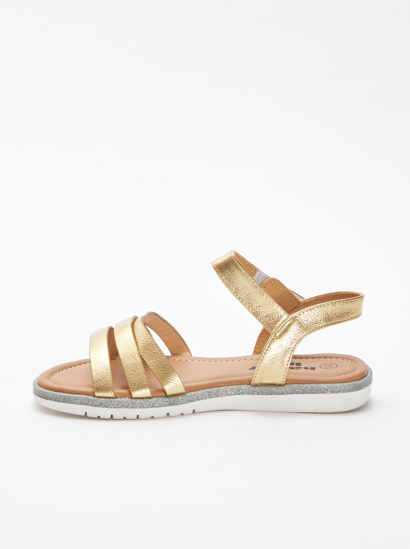 Sandales à brides dorées BEIGE - Kiabi