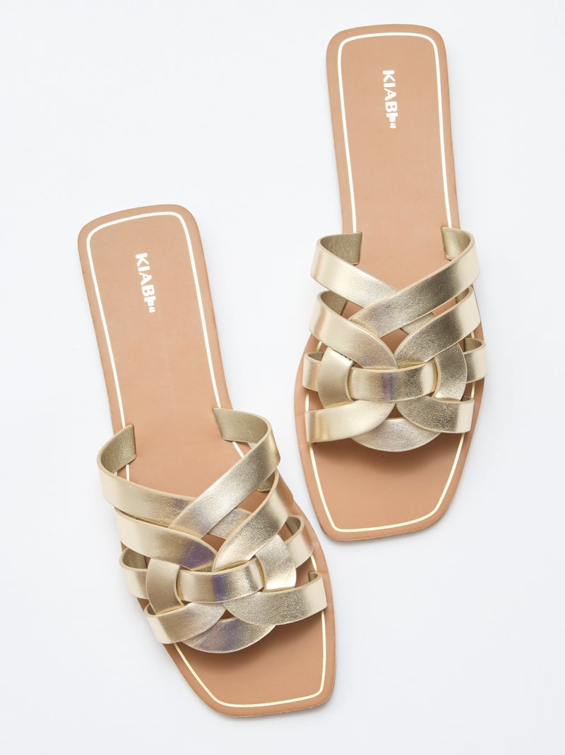 Sandales à brides dorées Jaune - Kiabi