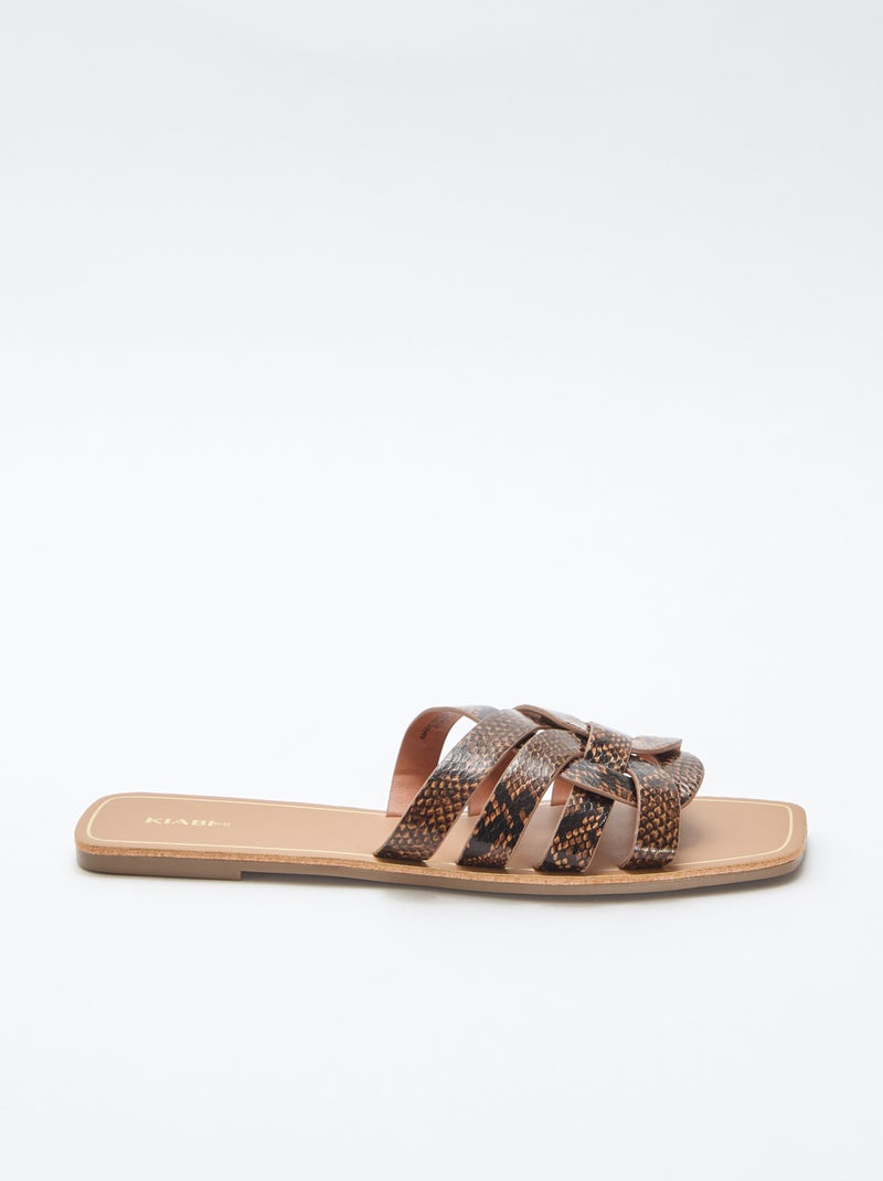 Sandales à brides dorées Marron - Kiabi