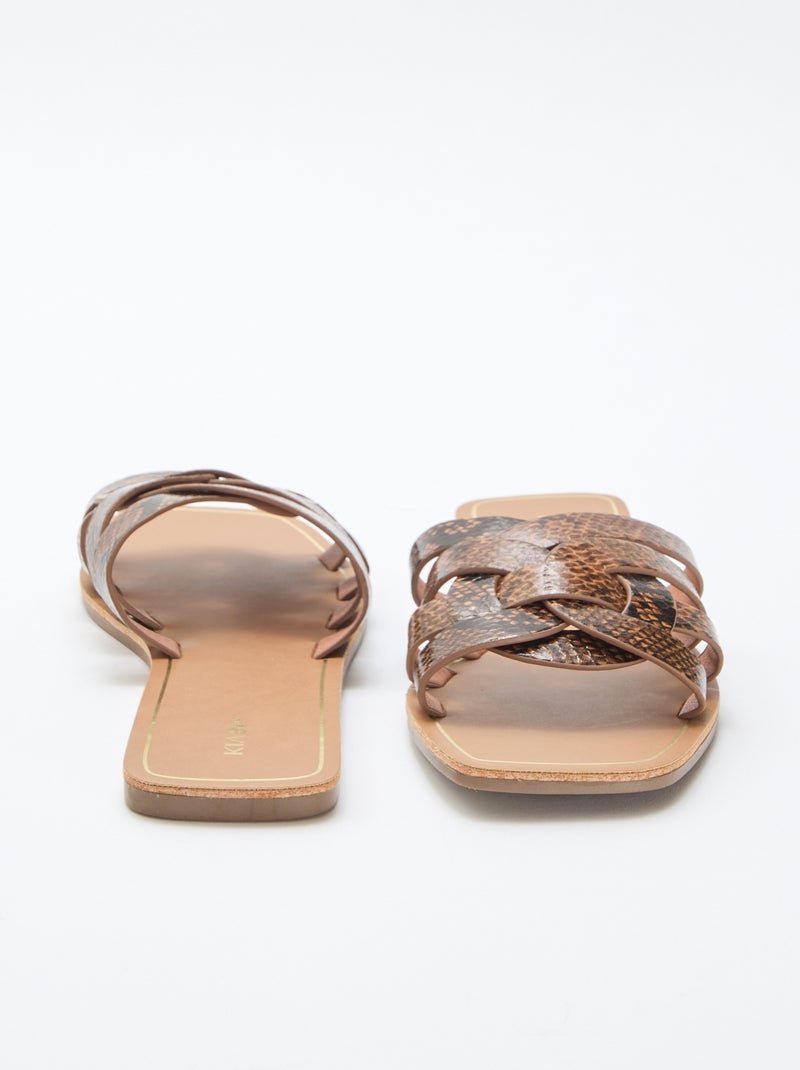 Sandales à brides dorées Marron - Kiabi