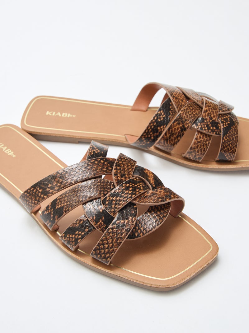 Sandales à brides dorées Marron - Kiabi