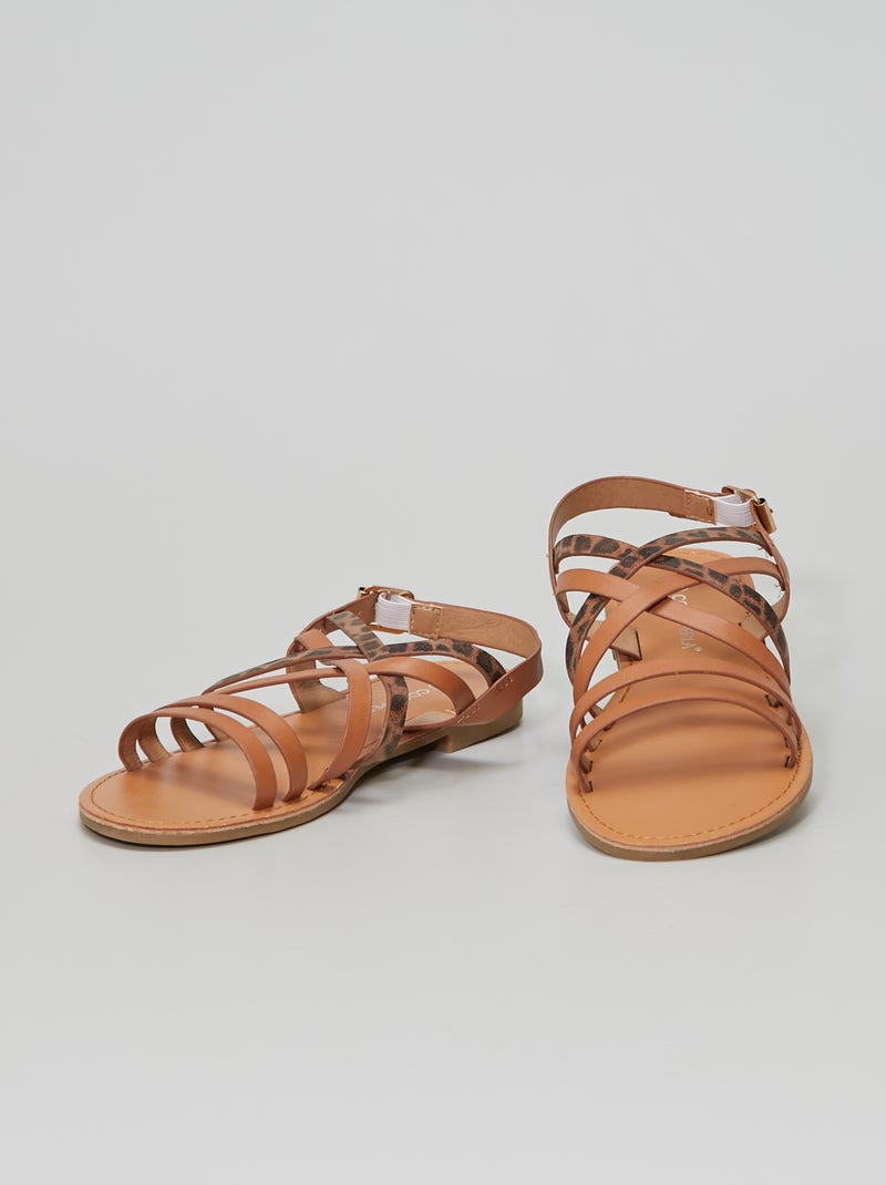 Sandales à brides en simili camel - Kiabi