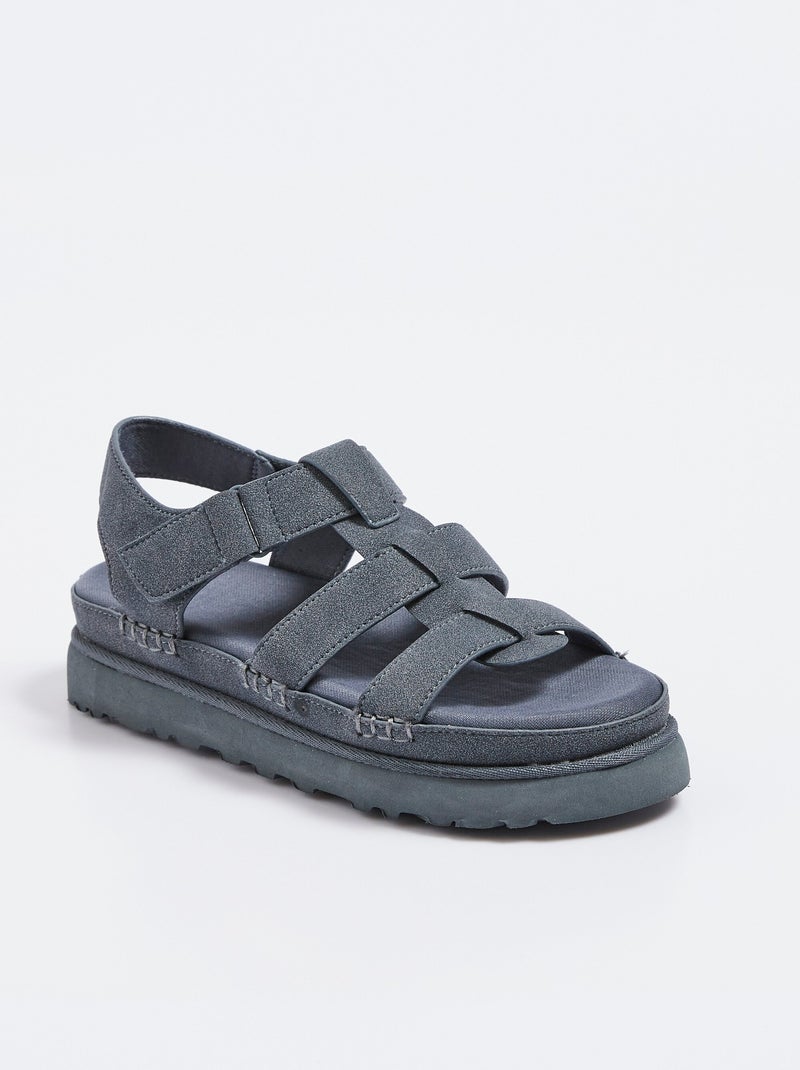 Sandales à brides et semelle compensée Bleu - Kiabi