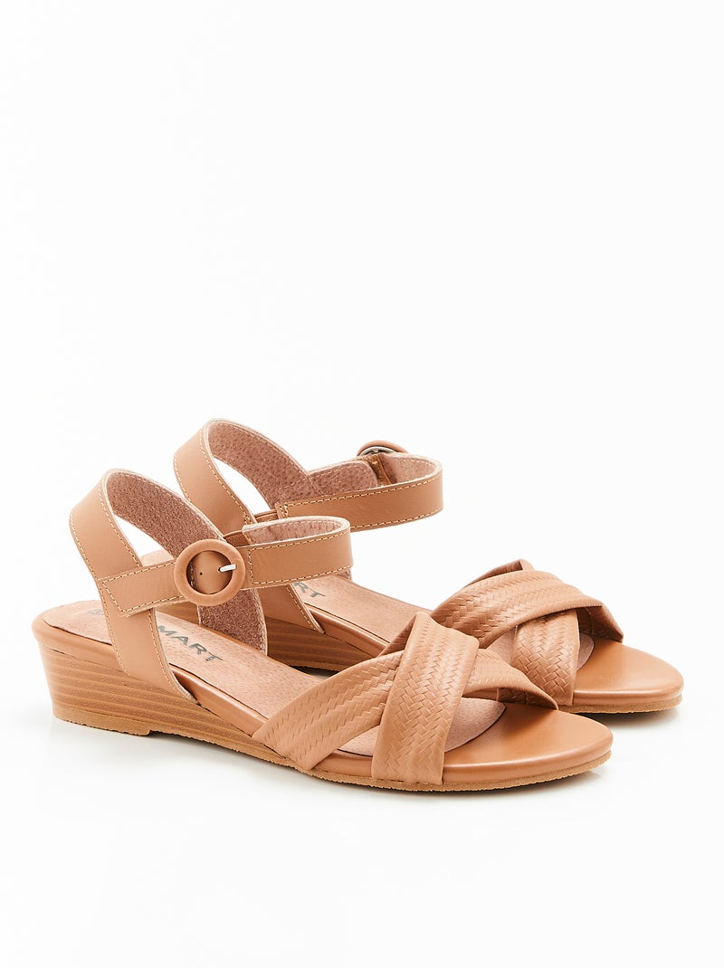 Sandales à brides fantaisie - Damart Camel - Kiabi